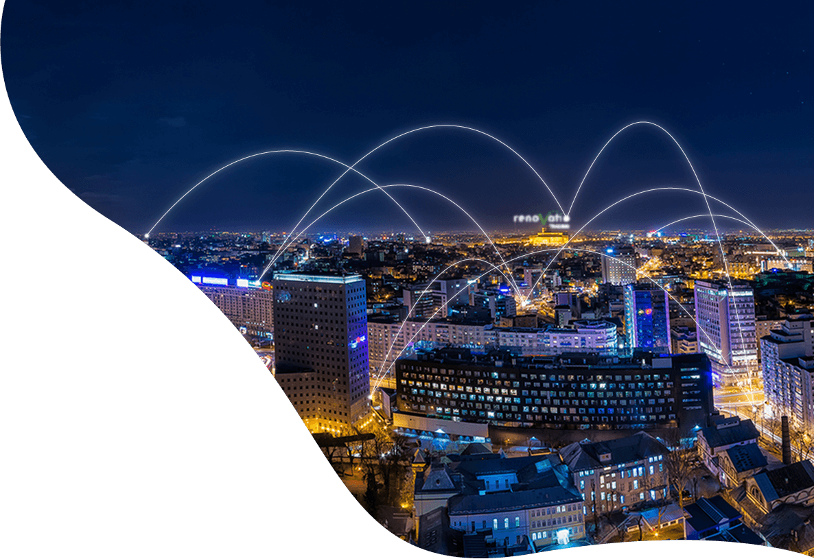 Connection dots on Bucharest skyline